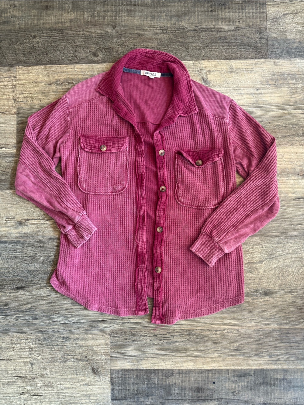 Briggs New York Women’s lightweight Ribbed Button-Up Shirt Jacket in Dusty Rose